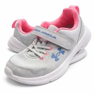 Under Armour Girls Surge 3 Velcro Shoes Gray Pink Size 12K